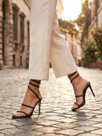 Gleamond | Women's Stiletto Sandals with Open Toe and Spiral Ankle Wrap Gleamond