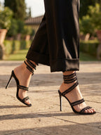 Gleamond | Women's High Heel Sandals with Open Toe and Wraparound Ankle Strap Gleamond