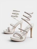 Gleamond | Women's Stiletto Sandals with Open Toe and Spiral Ankle Wrap Gleamond