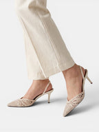 Gleamond | Women's Elegant Slingback Pointed Heels Gleamond