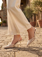 Gleamond | Women's Elegant Slingback Pointed Heels Gleamond