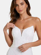 Gleamond | Women's White Elegant Strapless Cocktail Dress Gleamond