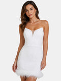 Gleamond | Women's White Elegant Strapless Cocktail Dress Gleamond