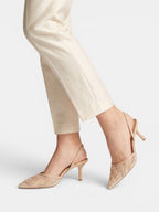 Gleamond | Women's Embroidered Mesh Slingback Heels Gleamond