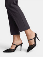 Gleamond | Women's Embroidered Mesh Slip-On Heels Gleamond