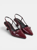 Gleamond | Women's Embroidered Slingback Pumps with Pointed Toe Gleamond