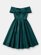 Gleamond | Women's Off Shoulder Fit and Flare Midi Dress with Pleated Full Skirt Gleamond
