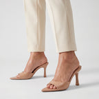 Gleamond | Women's Glossy Pointed Toe Mule Heels Gleamond