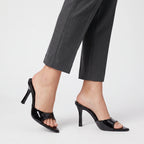 Gleamond | Women's Glossy Pointed Toe Mule Heels Gleamond