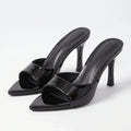 Gleamond | Women's Glossy Pointed Toe Mule Heels Gleamond