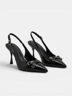 Gleamond | Women's Kitten Heel Pumps with Slingback Strap and Buckle Detail Gleamond