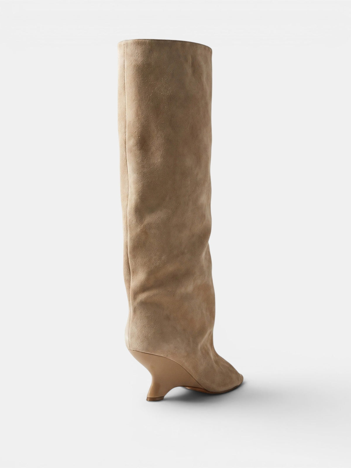 Gleamond | Women's Knee High Boots with Peep Toe and Sculpted Heel Gleamond