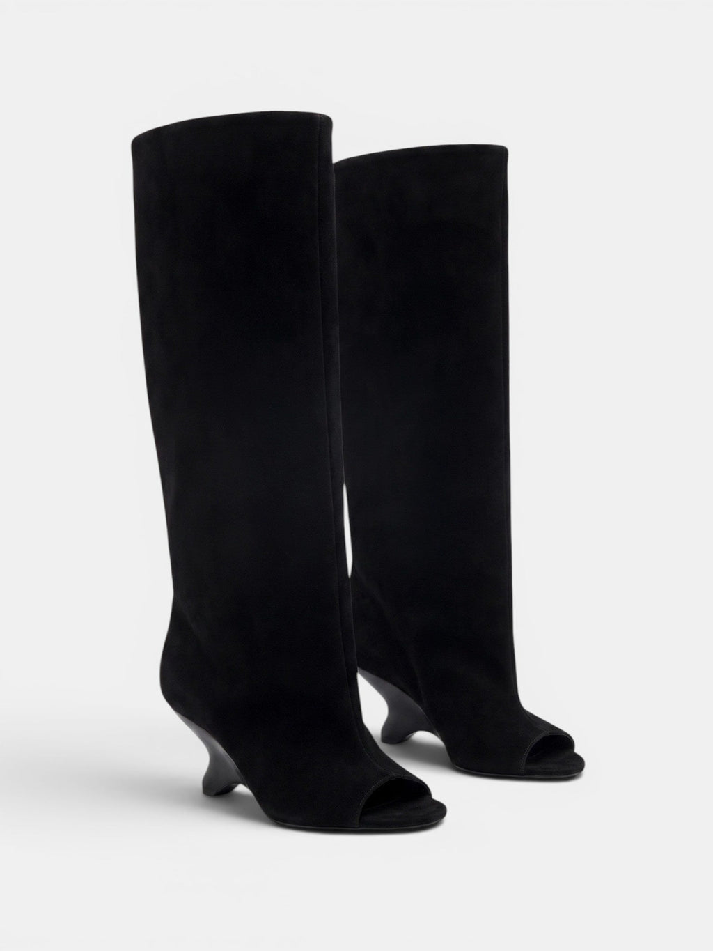 Gleamond | Women's Knee High Boots with Peep Toe and Sculpted Heel Gleamond