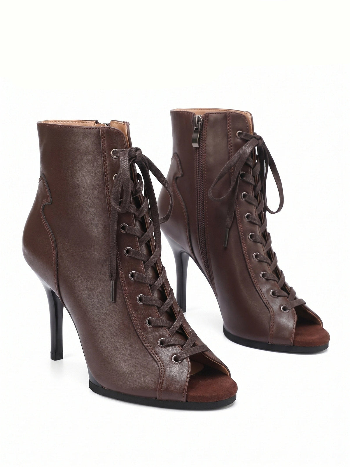 Gleamond | Women's Lace-Up High Heel Ankle Boots Gleamond