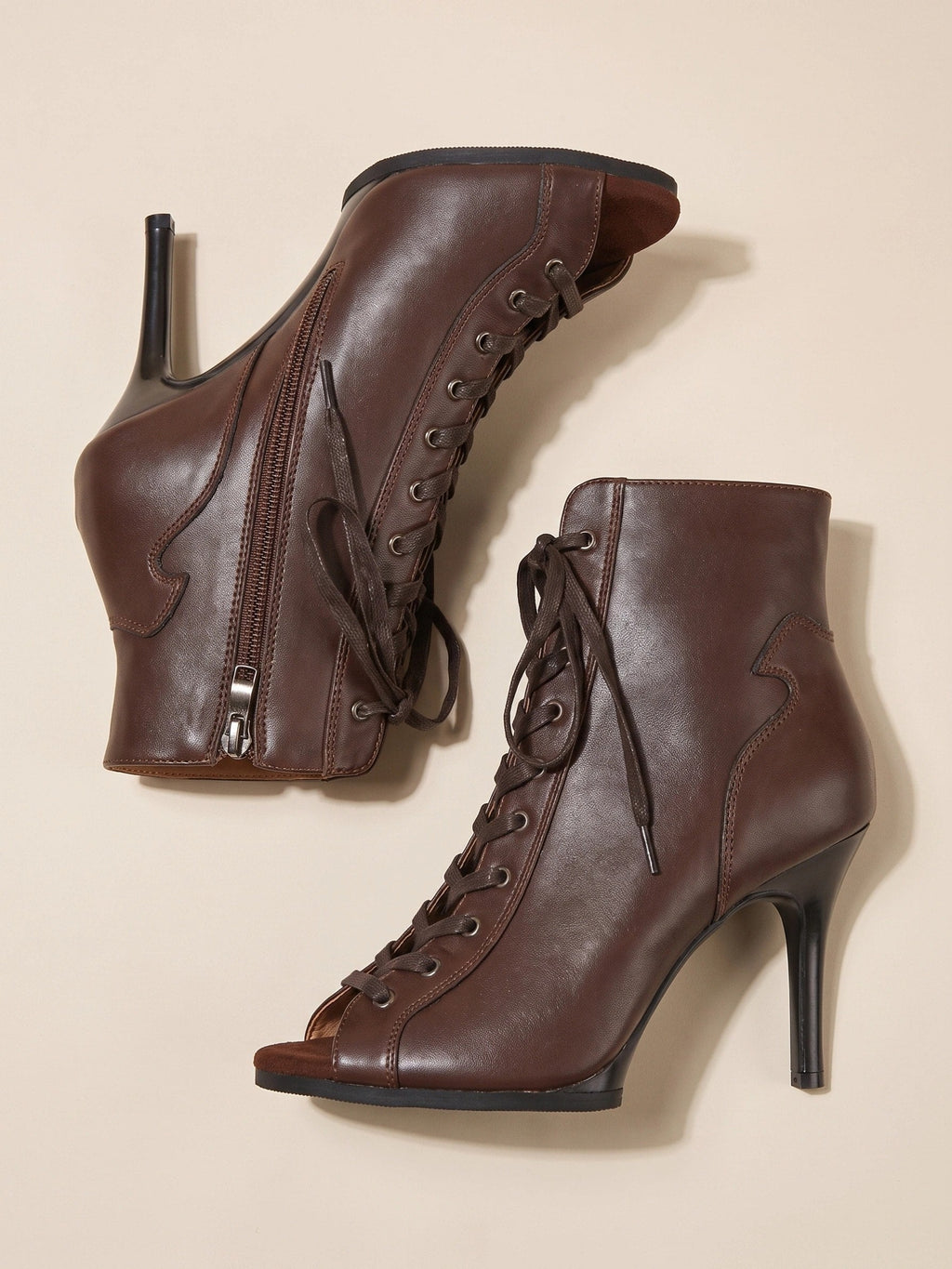 Gleamond | Women's Lace-Up High Heel Ankle Boots Gleamond