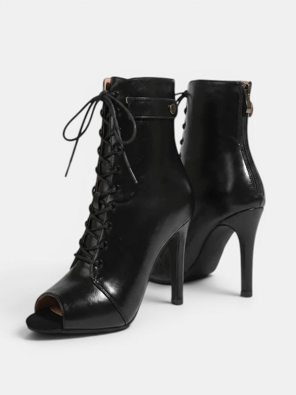 Gleamond | Women's Lace-Up High Heel Ankle Boots Gleamond