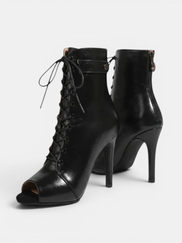 Gleamond | Women's Lace-Up High Heel Ankle Boots Gleamond