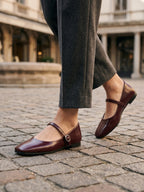 Gleamond | Women's Mary Jane Flat Shoes with Buckle Strap Gleamond