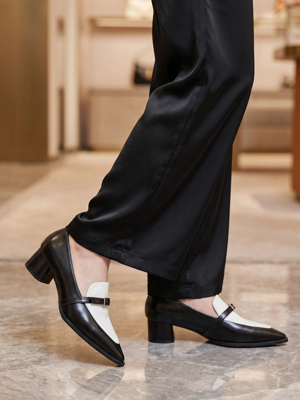 Gleamond | Women's Medium Block Heel Pointed Pumps Gleamond