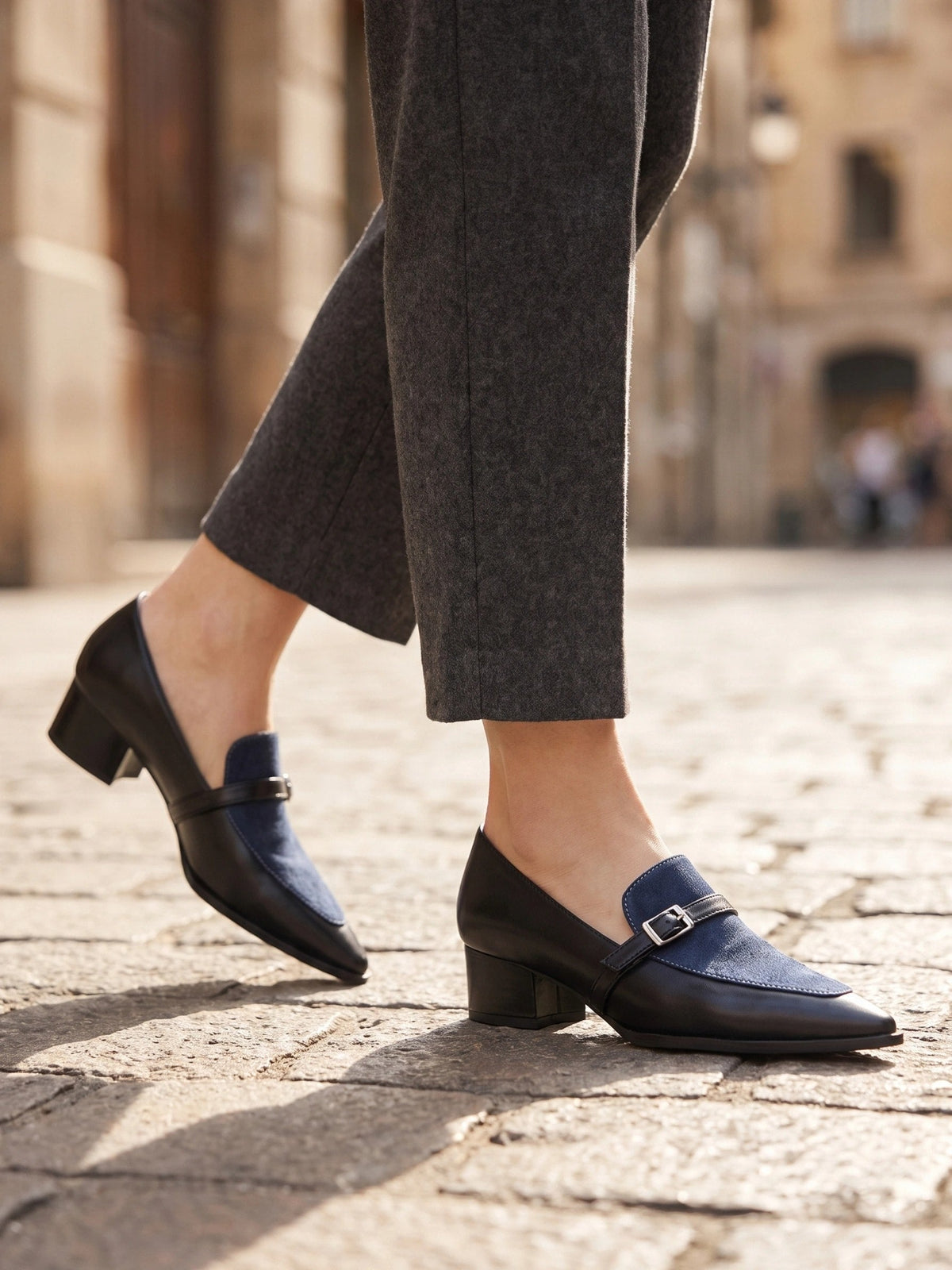 Gleamond | Women's Medium Block Heel Pointed Pumps Gleamond