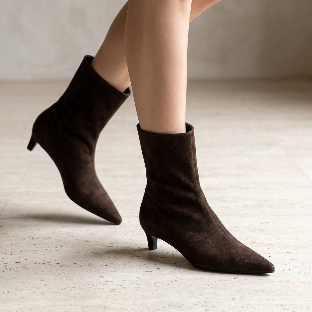 Gleamond | Women's Pointed Toe Low Heel Boots Gleamond