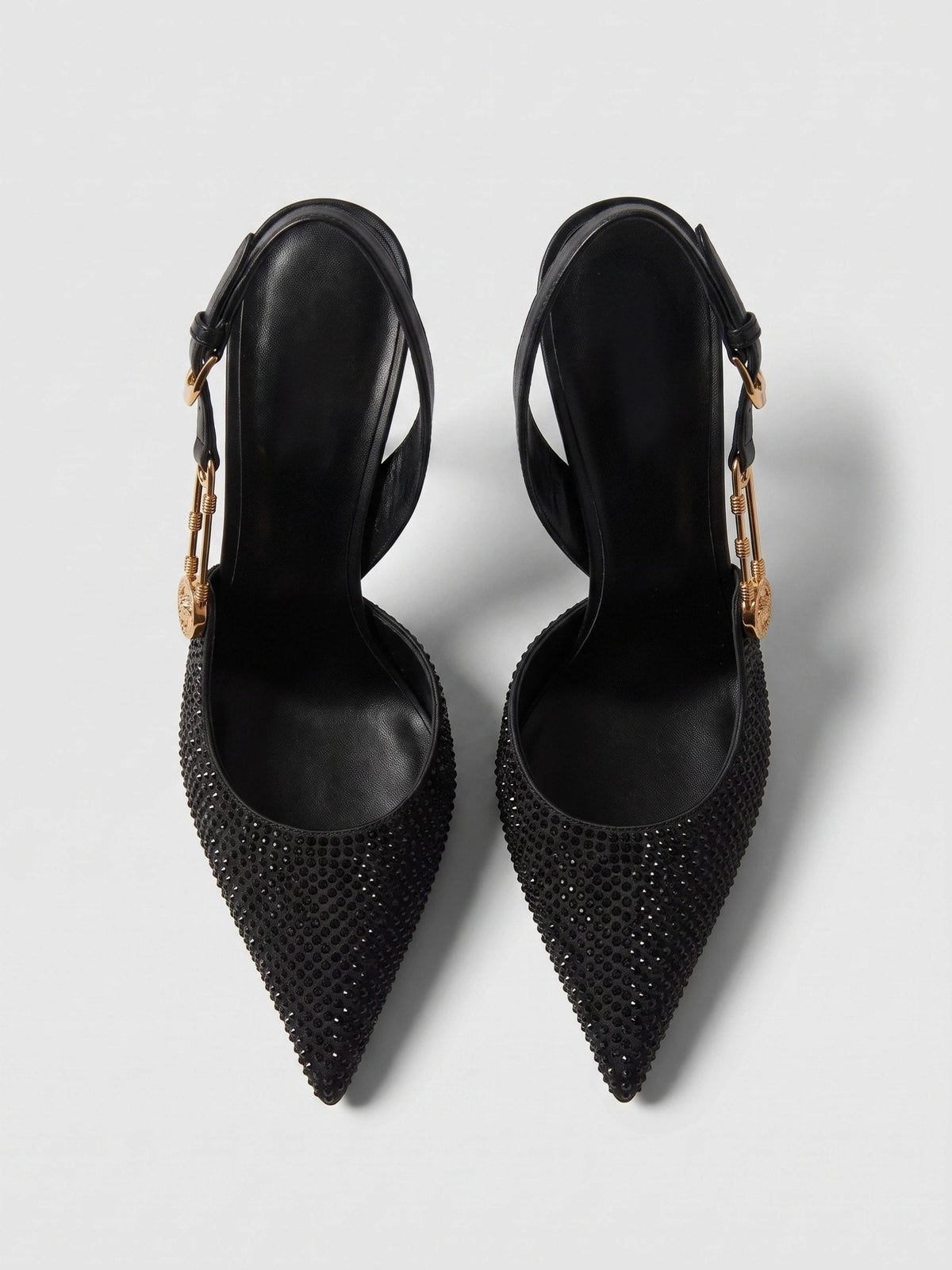 Gleamond | Women's Pointed Toe Rhinestone Slingback Heels Gleamond