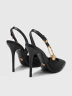Gleamond | Women's Pointed Toe Rhinestone Slingback Heels Gleamond