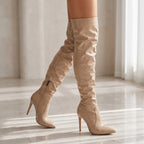 Gleamond | Women's Pointed Toe Stiletto Over-the-Knee Boots Gleamond