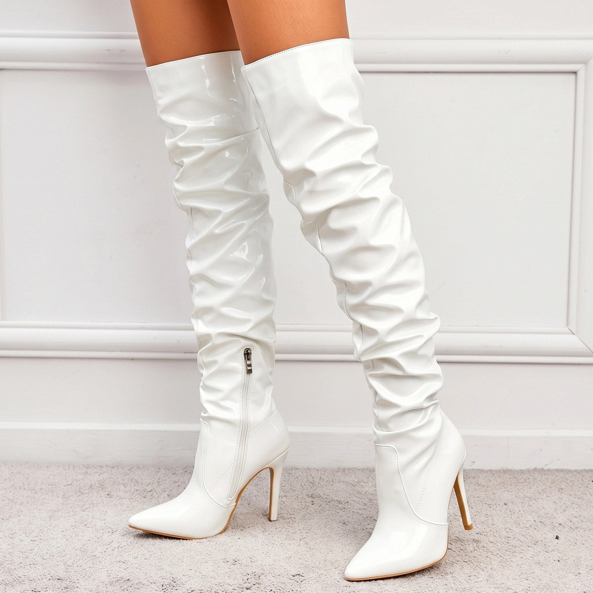 Gleamond | Women's Pointed Toe Stiletto Over-the-Knee Boots Gleamond