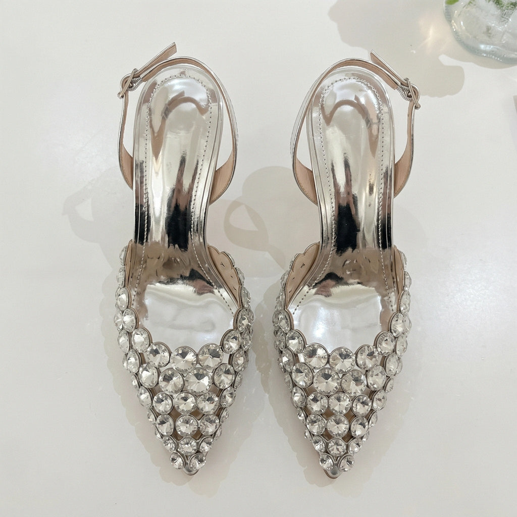 Gleamond | Women's Pointed Toe Wedding Slingback Shoes Gleamond