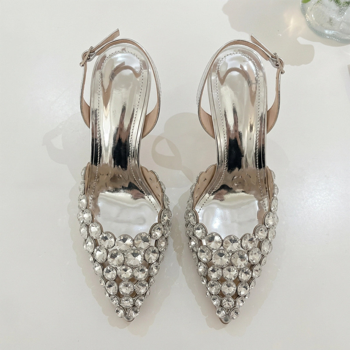 Gleamond | Women's Pointed Toe Wedding Slingback Shoes Gleamond
