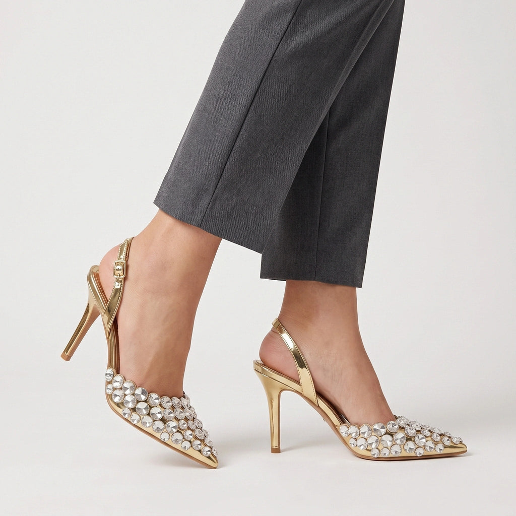 Gleamond | Women's Pointed Toe Wedding Slingback Shoes Gleamond