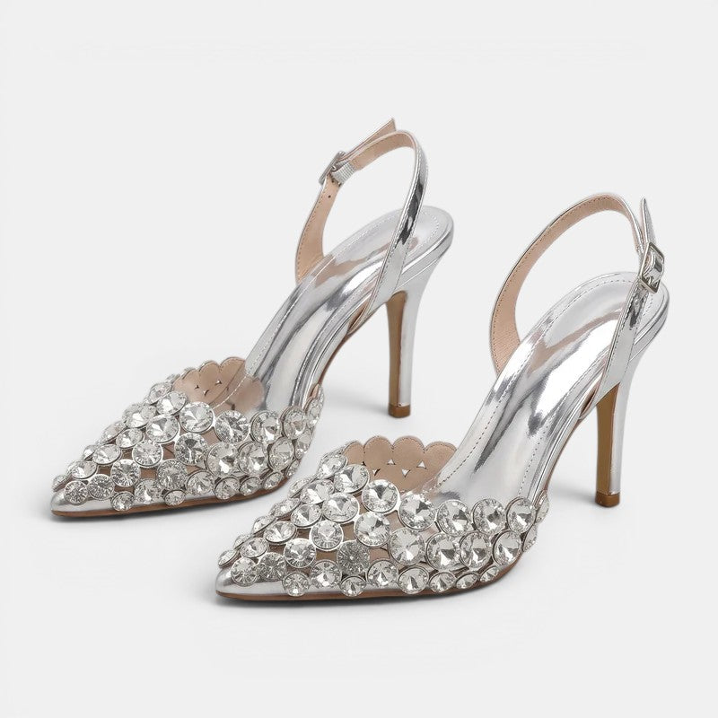 Gleamond | Women's Pointed Toe Wedding Slingback Shoes Gleamond