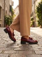 Gleamond | Women's Round Toe Patent Leather Loafers Gleamond