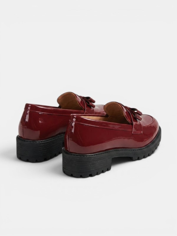 Gleamond | Women's Round Toe Patent Leather Loafers Gleamond