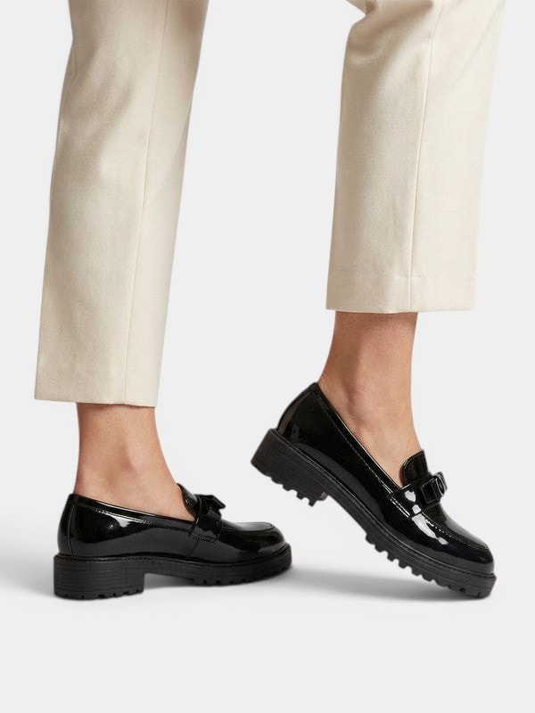 Gleamond | Women's Round Toe Patent Leather Loafers Gleamond