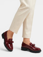Gleamond | Women's Round Toe Patent Leather Loafers Gleamond