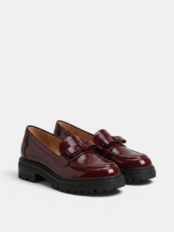 Gleamond | Women's Round Toe Patent Leather Loafers Gleamond
