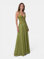 Gleamond | Women's Sleeveless Pleated Evening Maxi Dress Gleamond