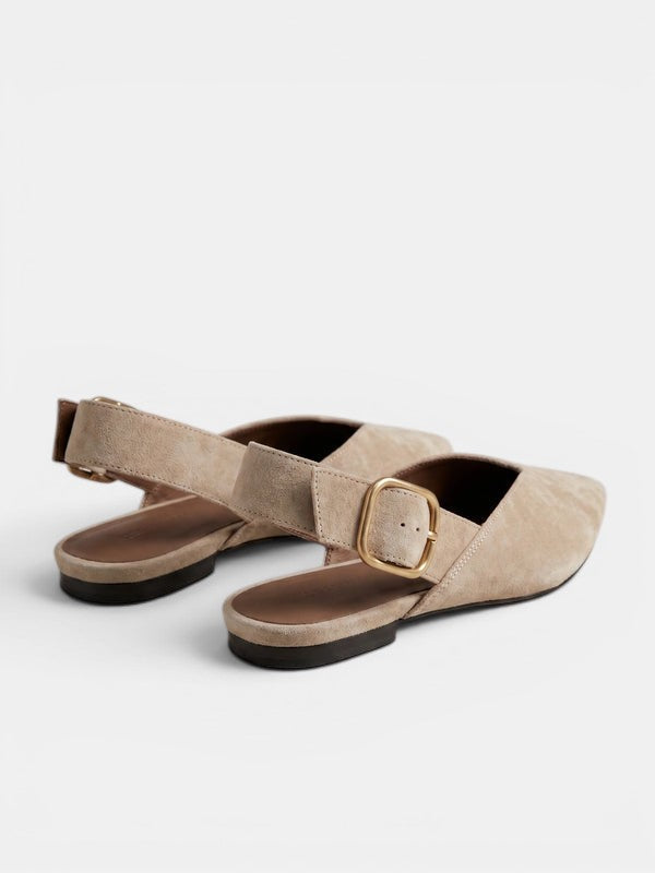 Gleamond | Women's Slingback Flats with Pointed Toe and Buckle Strap Gleamond