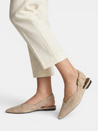 Gleamond | Women's Slingback Flats with Pointed Toe and Buckle Strap Gleamond