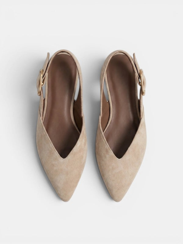 Gleamond | Women's Slingback Flats with Pointed Toe and Buckle Strap Gleamond