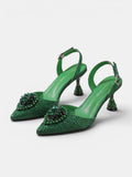 Gleamond | Women's Slingback Rhinestone High Heel Pumps Gleamond