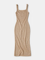 Gleamond | Women's Rhinestone Bodycon Maxi Dress with Square Neck and Sleeveless Gleamond