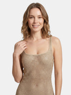 Gleamond | Women's Rhinestone Bodycon Maxi Dress with Square Neck and Sleeveless Gleamond