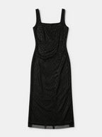 Gleamond | Women's Rhinestone Bodycon Maxi Dress with Square Neck and Sleeveless Gleamond
