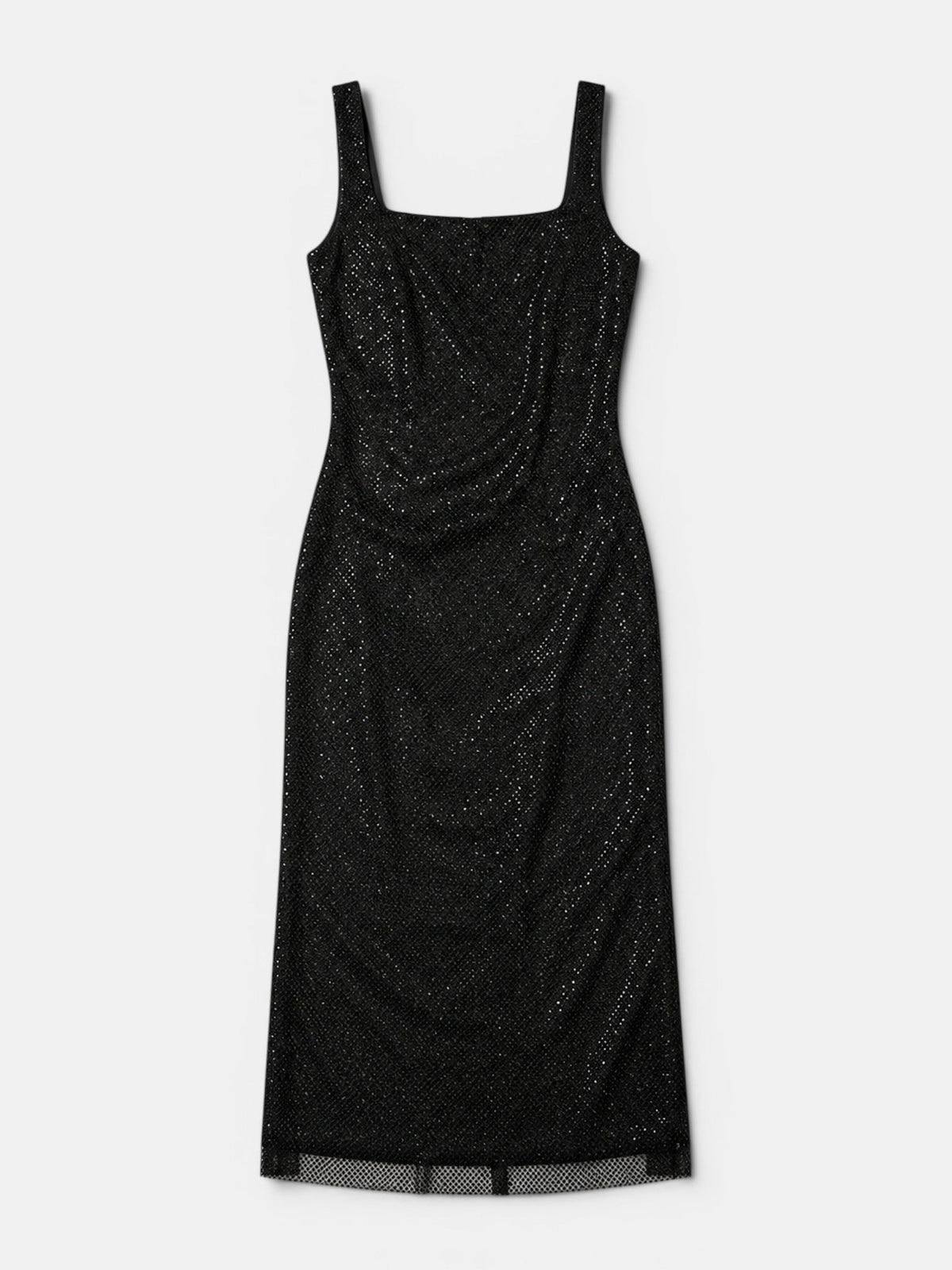Gleamond | Women's Rhinestone Bodycon Maxi Dress with Square Neck and Sleeveless Gleamond