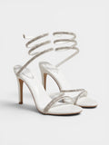 Gleamond | Women's Platform Sandals with Spiral Ankle Strap and Stiletto Heel Gleamond