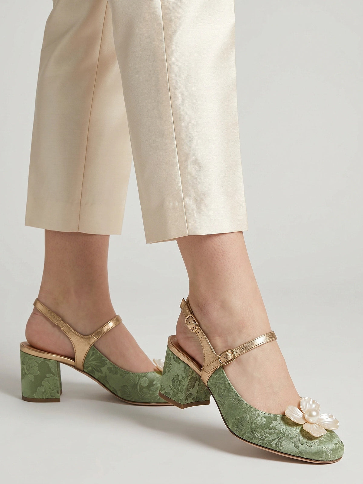 Gleamond | Women's Square Toe Slingback Pumps with Block Heel Gleamond