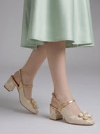 Gleamond | Women's Square Toe Slingback Pumps with Block Heel Gleamond